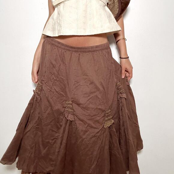 Y2k allison britney brown midi skirt with gorgeous details - Picture 1 of 6
